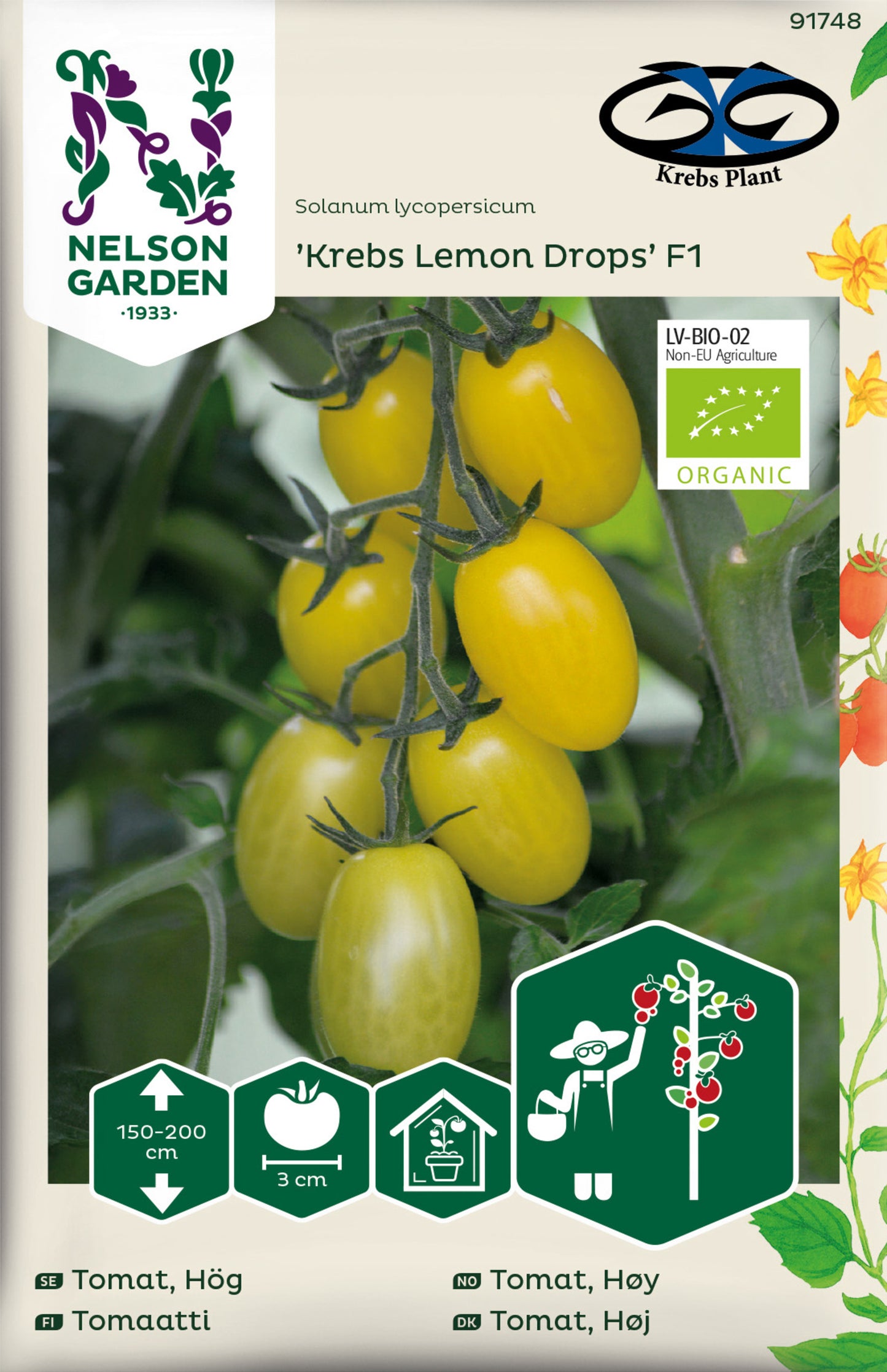 Tomat, Hög, Krebs Lemon Drops F1