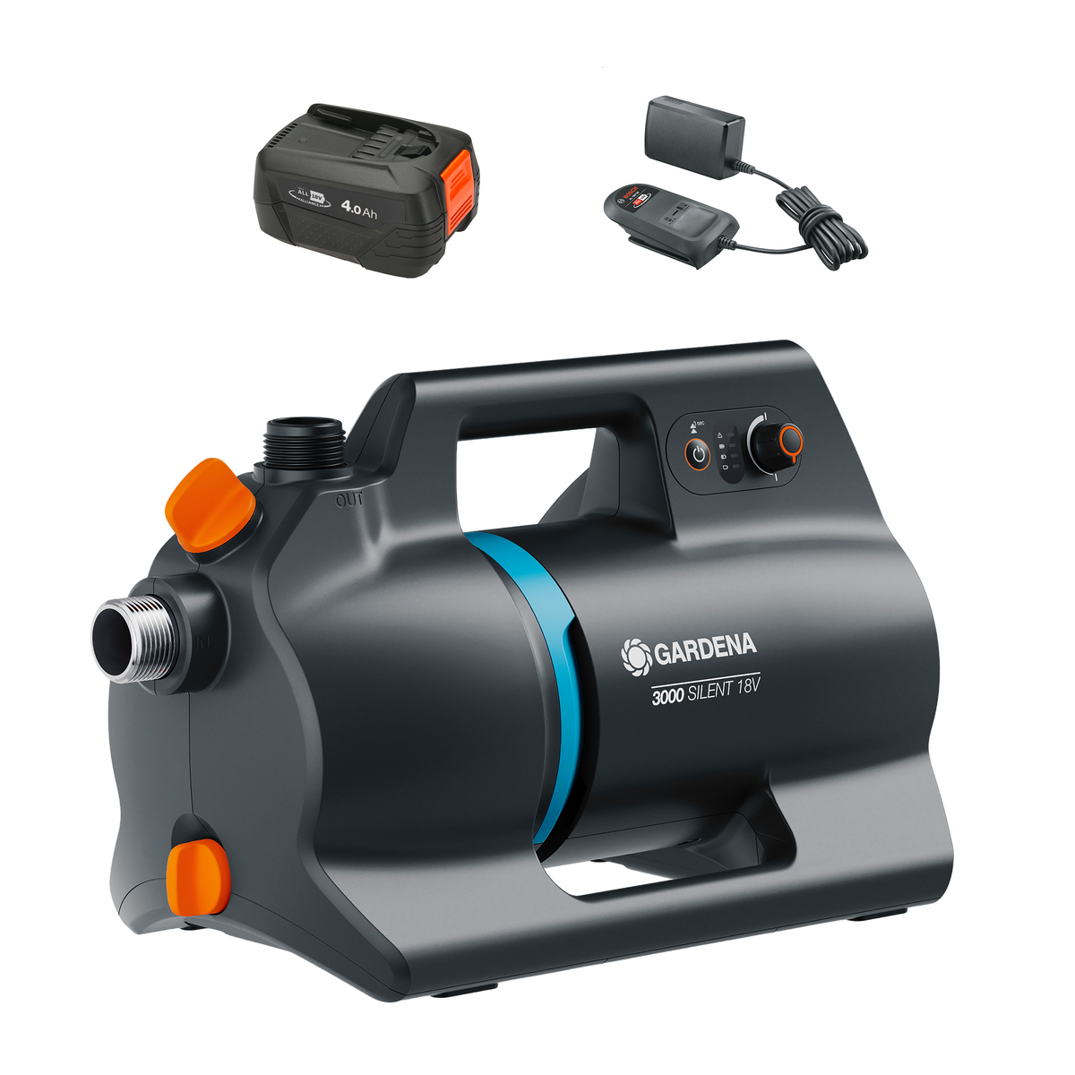 Batteridriven Trädgårdspump 3000 Silent 18V P4A inkl. batteri och laddare