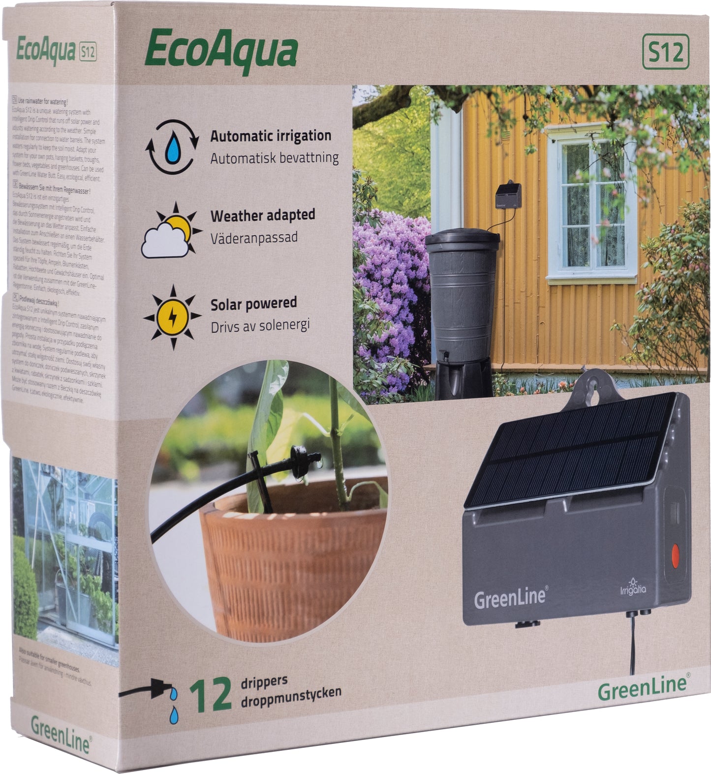 EcoAqua S12 Solcellsdrivet Droppbevattningssystem