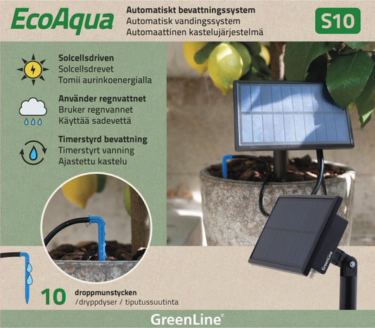 EcoAqua S10 Solcellsdrivet Droppbevattningssystem