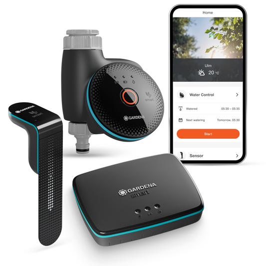 smart bevattningsdator set med gateway och sensor