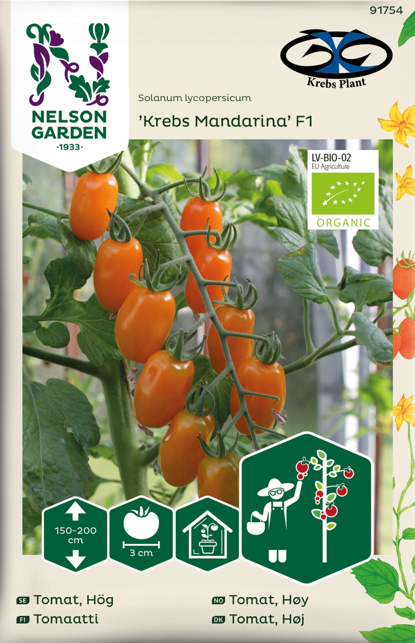 Tomat, Hög, Krebs Mandarina F1