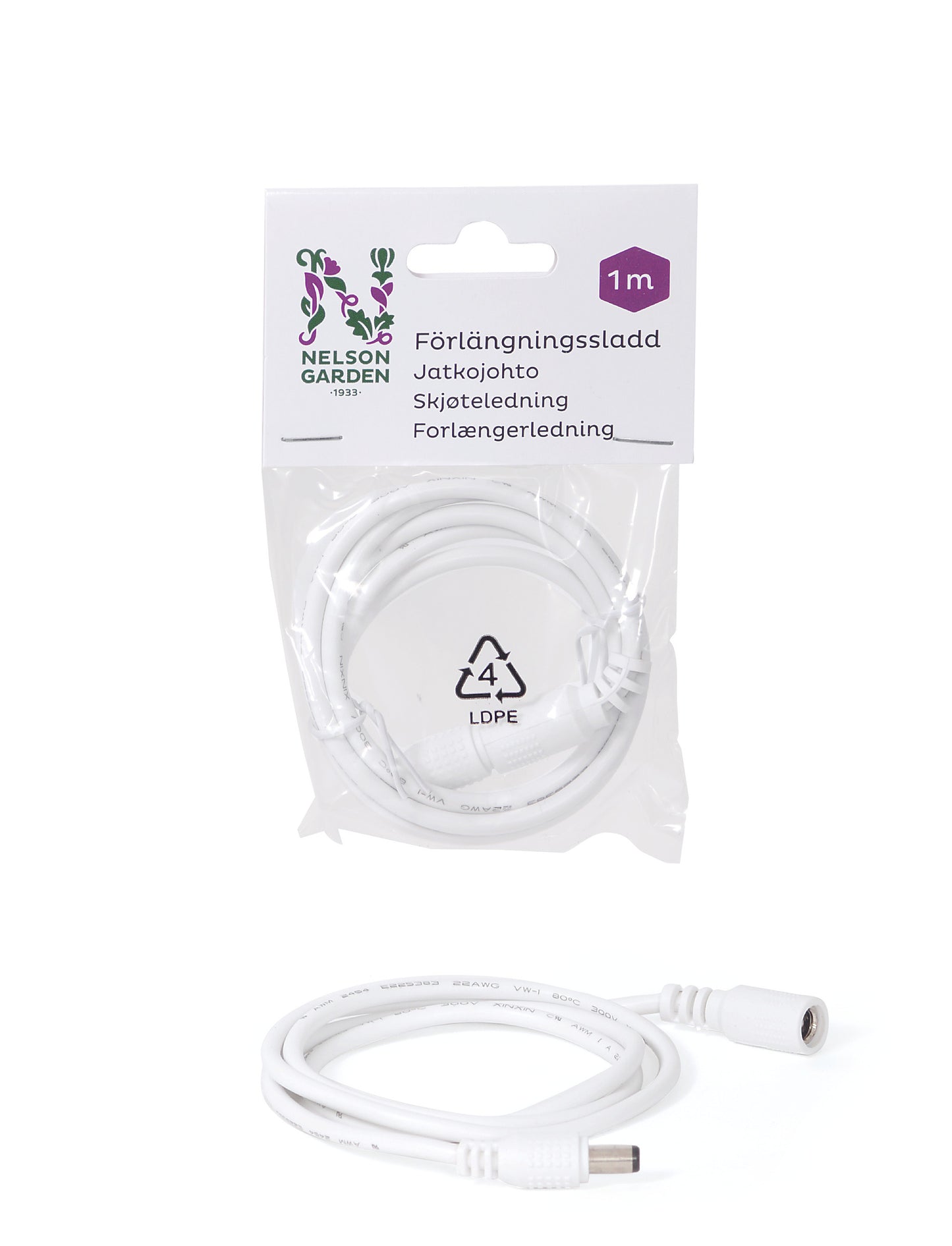 Förlängningssladd för växtbelysning / LED-ramper – 1 m