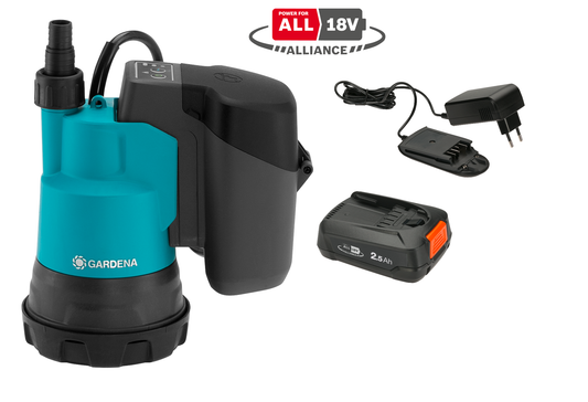 Batteridriven Dränkbar pump för rent vatten 2000/2 18V P4A inkl. batteri och laddare