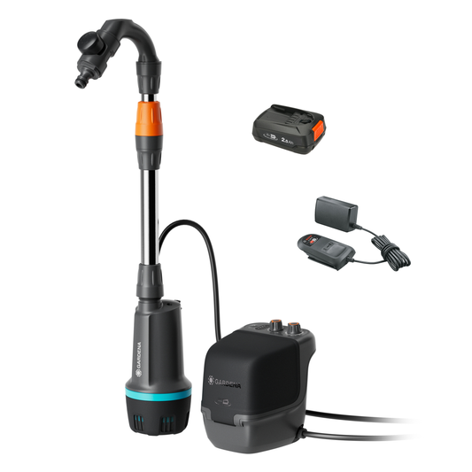 Batteridriven Pump för regnvattentunna 2400 Comfort Automatisk 18V P4A inkl. batteri och laddare